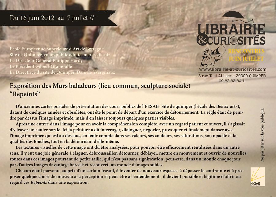 Flyer Repeints les Murs Baladeurs(LIEU COMMUN, SCULPTURE SOCIALE) librairie&curiosités 2012